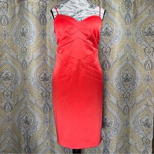 Bisou Bisou Coral Dress - Size 14 Cotton/Poly Blend